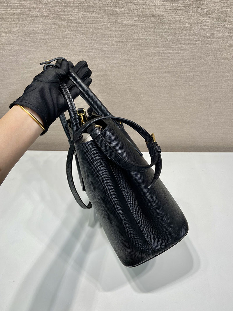 プラダ アウトレット PRADA ダブル サフィアーノレザー ミディアムバッグ 1BG887_2A4A_F0002_V_OOG ブラック H品 プラダ ハンドバッグ 黒 - 画像 (6)