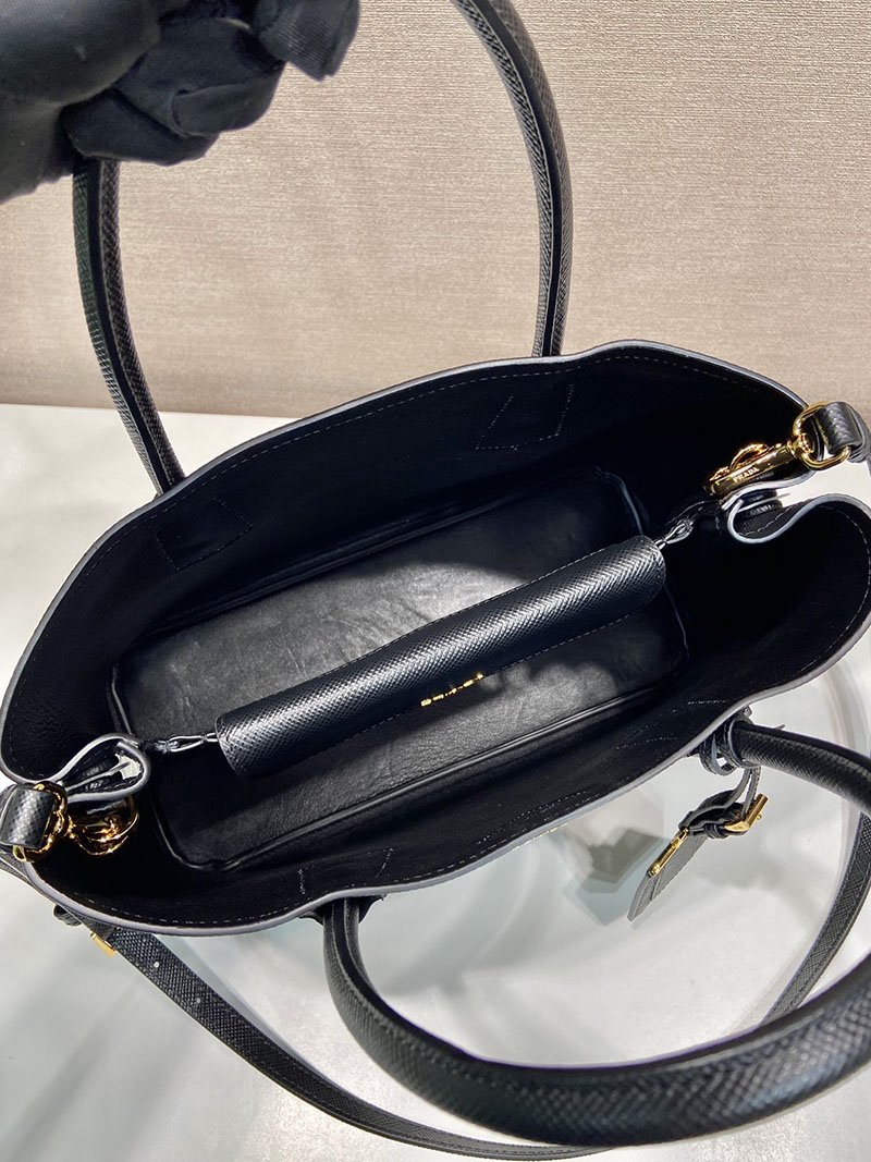 プラダ アウトレット PRADA ダブル サフィアーノレザー ミディアムバッグ 1BG887_2A4A_F0002_V_OOG ブラック H品 プラダ ハンドバッグ 黒 - 画像 (4)