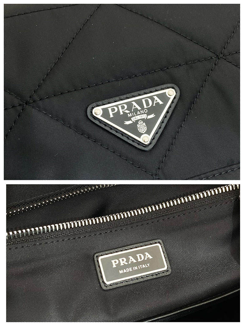 プラダ アウトレット PRADA Re-Nylon xサフィアーノレザー リナイロン・リュック 2VZ135 ブラック H品 プラダ リュック アウトレット - 画像 (2)