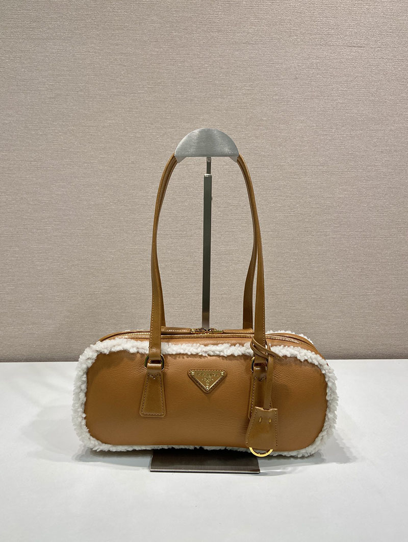 プラダ アウトレット PRADA ミディアム シアリング ダブルハンドルバッグ 1BB124_2CTT_F036S_V_DVZ コニャック H品 プラダ ホーボーバッグ - 画像 (9)
