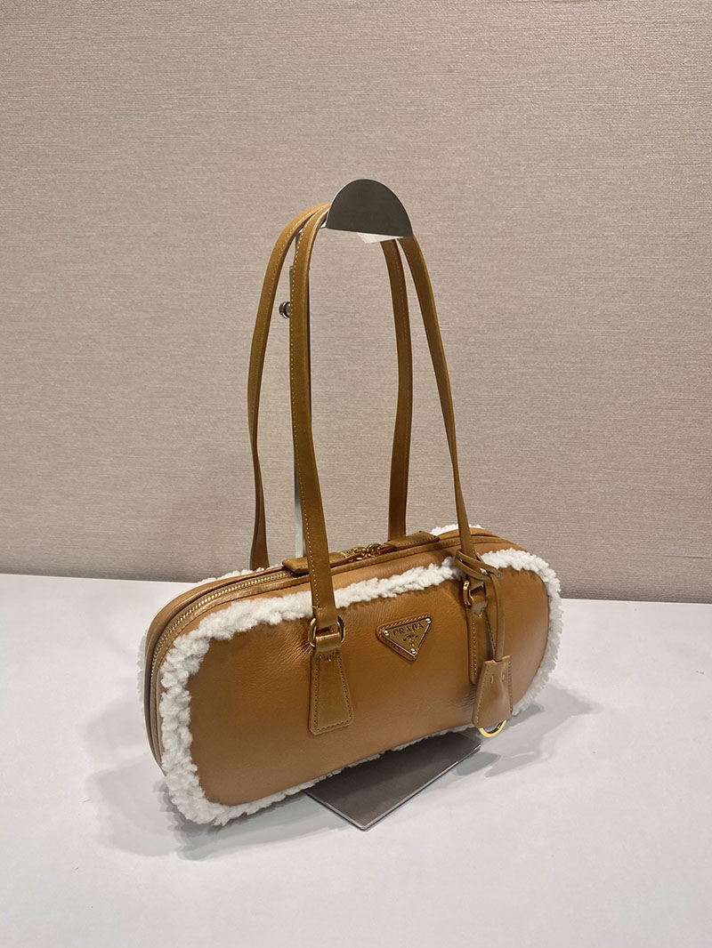 プラダ アウトレット PRADA ミディアム シアリング ダブルハンドルバッグ 1BB124_2CTT_F036S_V_DVZ コニャック H品 プラダ ホーボーバッグ - 画像 (8)