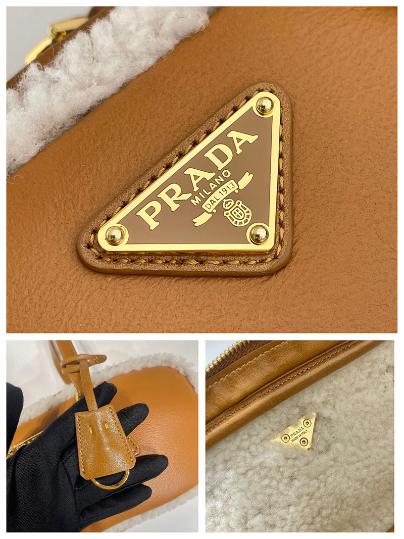 プラダ アウトレット PRADA ミディアム シアリング ダブルハンドルバッグ 1BB124_2CTT_F036S_V_DVZ コニャック H品 プラダ ホーボーバッグ - 画像 (2)