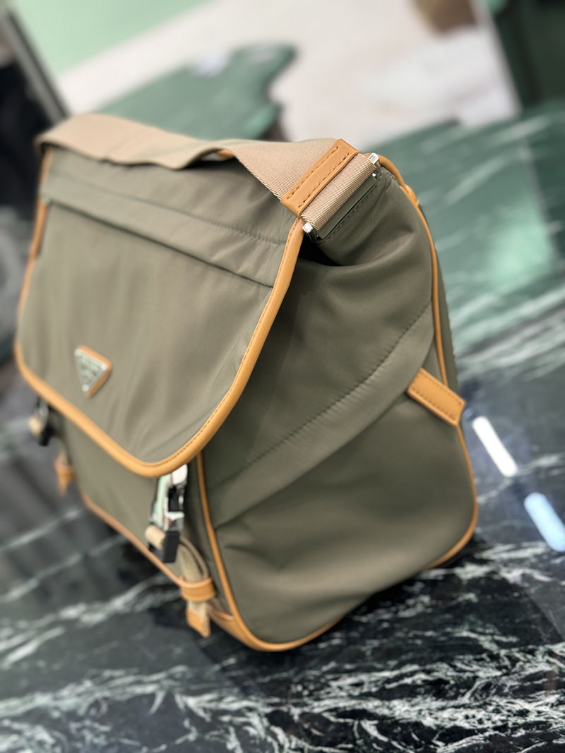 プラダ アウトレット PRADA ラージRe-Nylonレザーショルダーバッグ 2VD052_384_F041O_V_OBF カーキグリーン H品 プラダ ナイロンバッグ 人気 - 画像 (7)