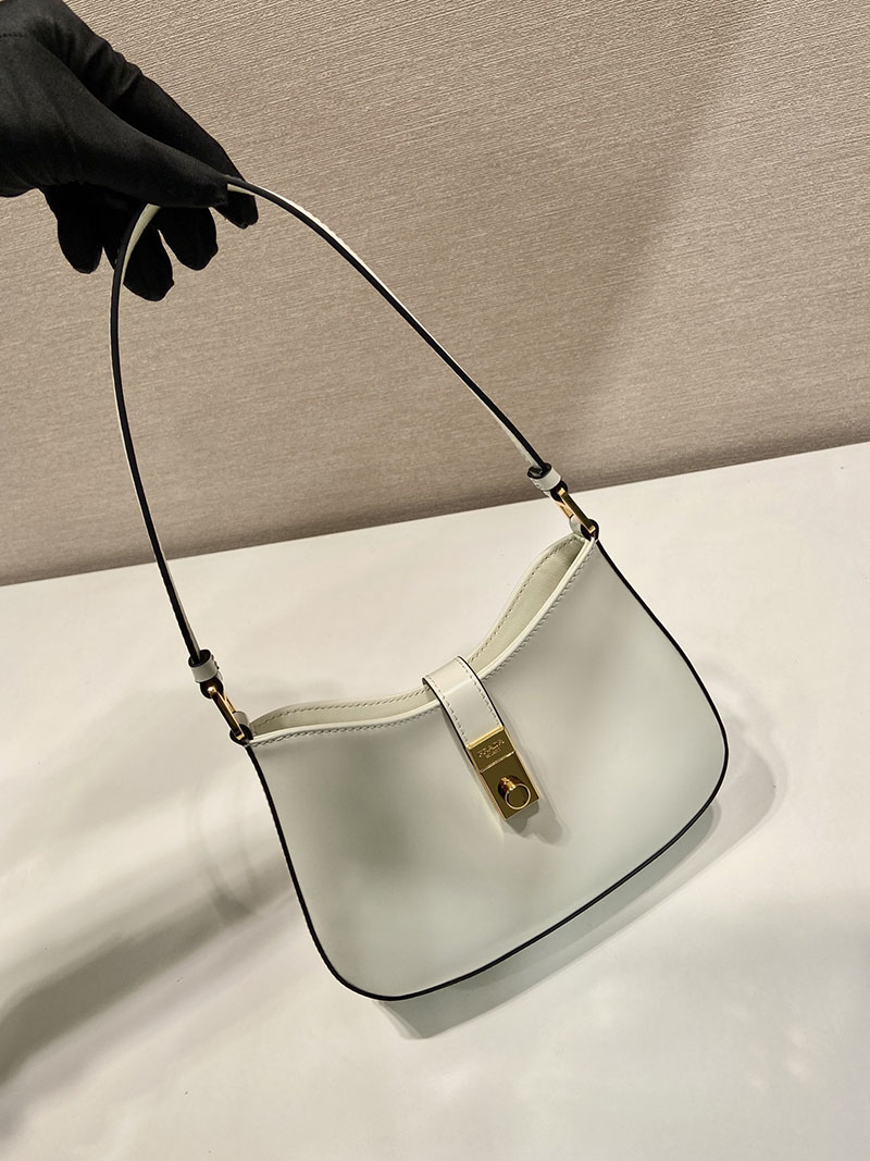 プラダ アウトレット PRADA クレオ クラスプ付 ブラッシュドレザー ショルダーバッグ 1BC169_ZO6_F02EU_V_MEO ホワイト H品 プラダ 斜めがけバッグ レディース - 画像 (8)