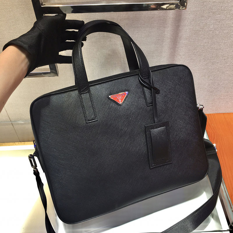 プラダ アウトレット PRADA サフィアーノレザー ブリーフケース 2VE368_9Z2_F0002_V_OOX ブラック H品 ビジネスバッグ メンズ プラダ - 画像 (9)
