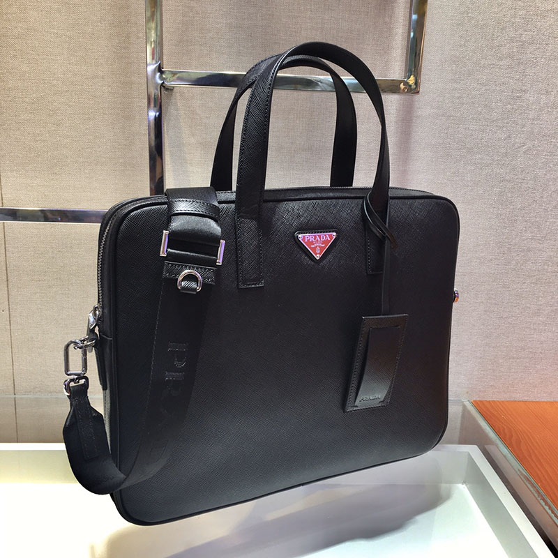 プラダ アウトレット PRADA サフィアーノレザー ブリーフケース 2VE368_9Z2_F0002_V_OOX ブラック H品 ビジネスバッグ メンズ プラダ - 画像 (8)
