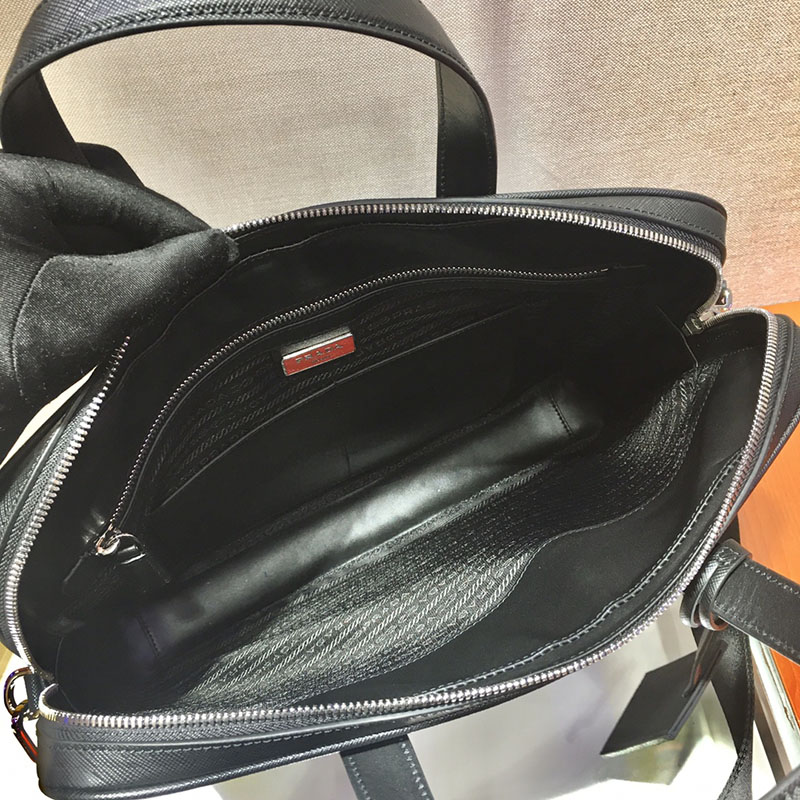 プラダ アウトレット PRADA サフィアーノレザー ブリーフケース 2VE368_9Z2_F0002_V_OOX ブラック H品 ビジネスバッグ メンズ プラダ - 画像 (3)