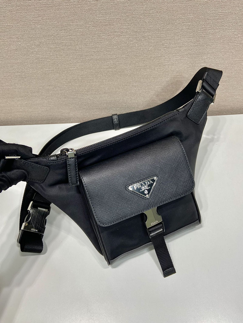 プラダ アウトレット PRADA Re-Nylon×サフィアーノレザー ショルダーバッグ 2VH160_2DMH_F0002_V_OOO ブラック H品 プラダ ショルダーバッグ メンズ - 画像 (9)