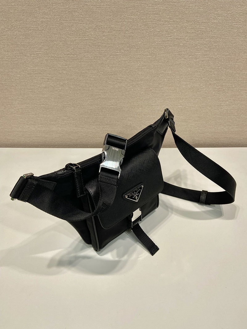 プラダ アウトレット PRADA Re-Nylon×サフィアーノレザー ショルダーバッグ 2VH160_2DMH_F0002_V_OOO ブラック H品 プラダ ショルダーバッグ メンズ - 画像 (8)