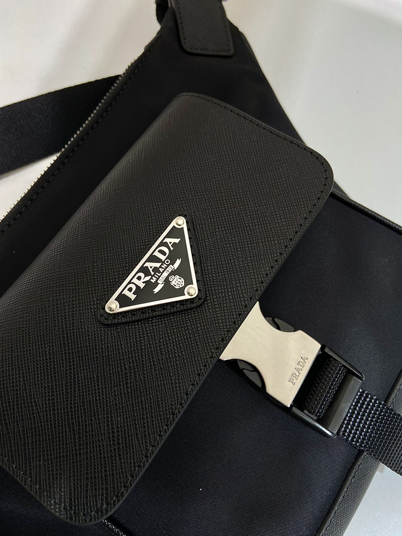プラダ アウトレット PRADA Re-Nylon×サフィアーノレザー ショルダーバッグ 2VH160_2DMH_F0002_V_OOO ブラック H品 プラダ ショルダーバッグ メンズ - 画像 (6)