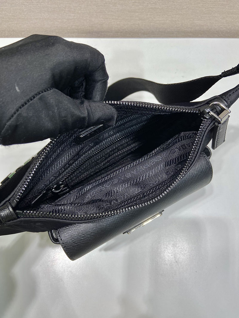 プラダ アウトレット PRADA Re-Nylon×サフィアーノレザー ショルダーバッグ 2VH160_2DMH_F0002_V_OOO ブラック H品 プラダ ショルダーバッグ メンズ - 画像 (4)