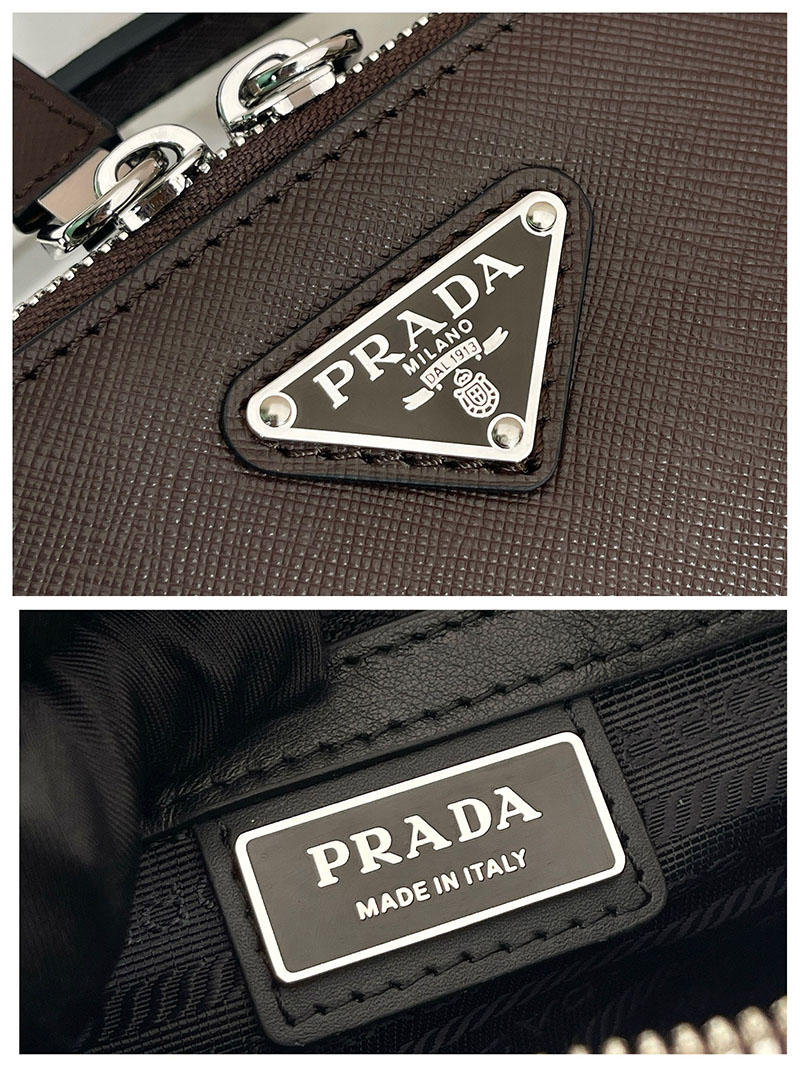 プラダ アウトレット PRADA ブリック サフィアーノレザーバッグ 2VH069_9Z2_F0201_V_YMI ダークブラウン H品 プラダ バッグ メンズ ビジネス - 画像 (2)