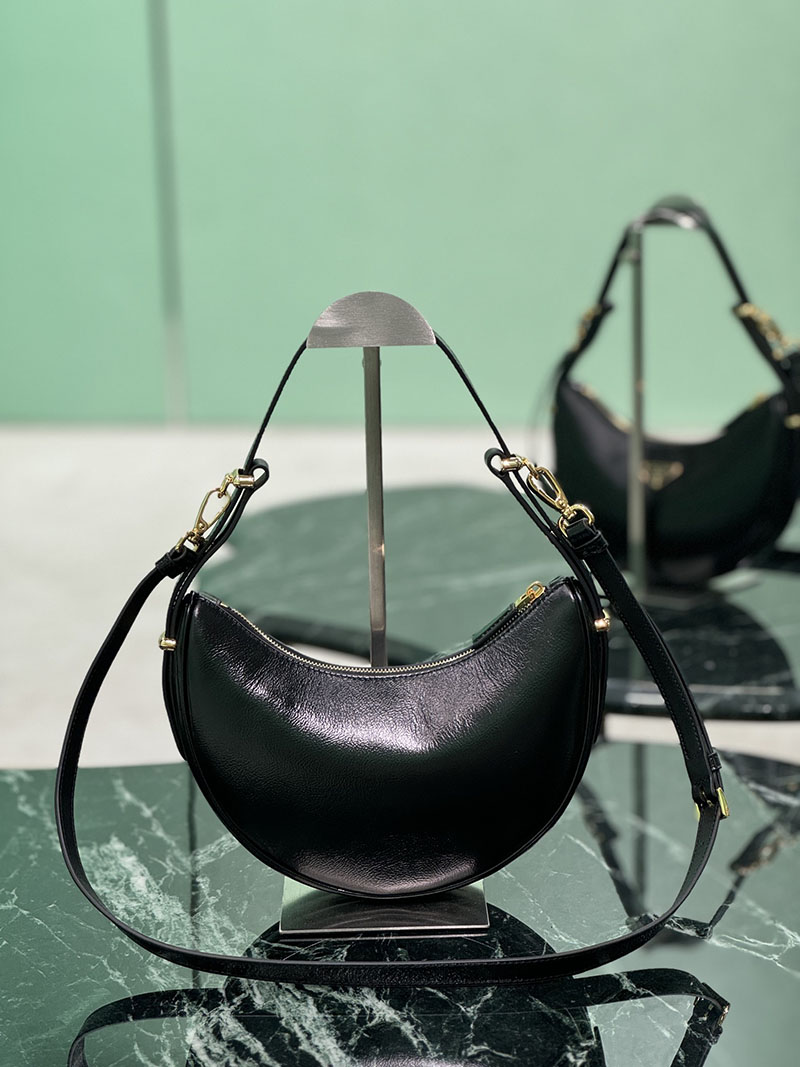 プラダ アウトレット PRADA アーケ スモール レザー ショルダーバッグ 1BC194_ASK_F0002_V_OOO ブラック H品 プラダ チェーンバッグ 斜めがけ - 画像 (9)