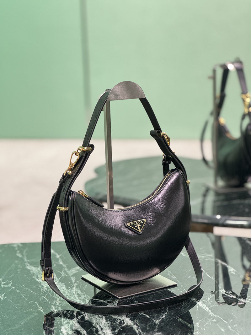 プラダ アウトレット PRADA アーケ スモール レザー ショルダーバッグ 1BC194_ASK_F0002_V_OOO ブラック H品 プラダ チェーンバッグ 斜めがけ - 画像 (8)