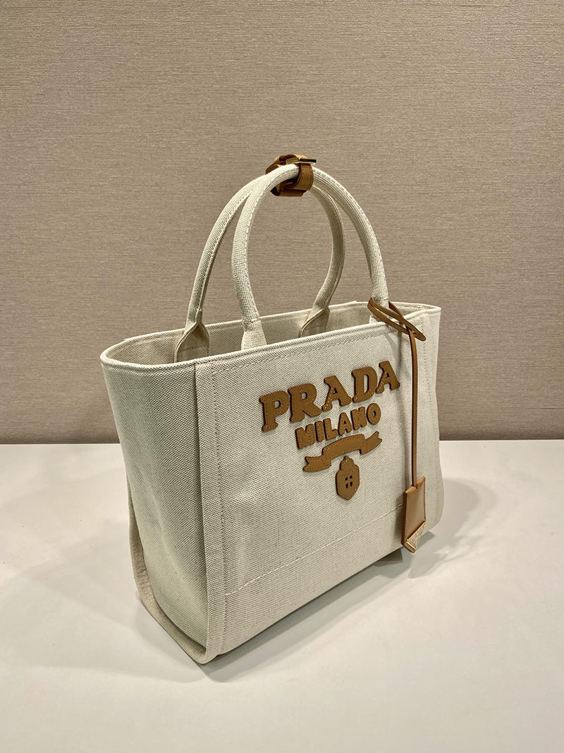 プラダ アウトレット PRADA ロゴ入り ラージリネン ブレンドトート 1BG474_2DLI_F0018_V_OHO ベージュ H品 プラダ トートバッグ キャンバス - 画像 (9)