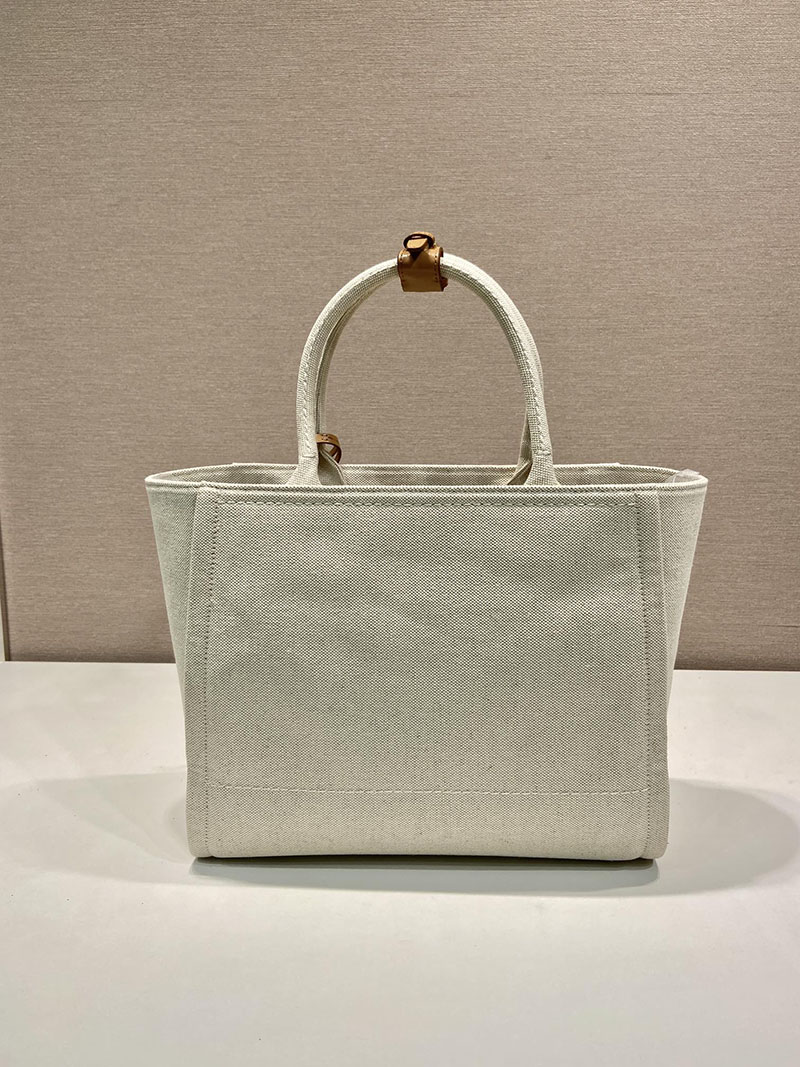 プラダ アウトレット PRADA ロゴ入り ラージリネン ブレンドトート 1BG474_2DLI_F0018_V_OHO ベージュ H品 プラダ トートバッグ キャンバス - 画像 (7)
