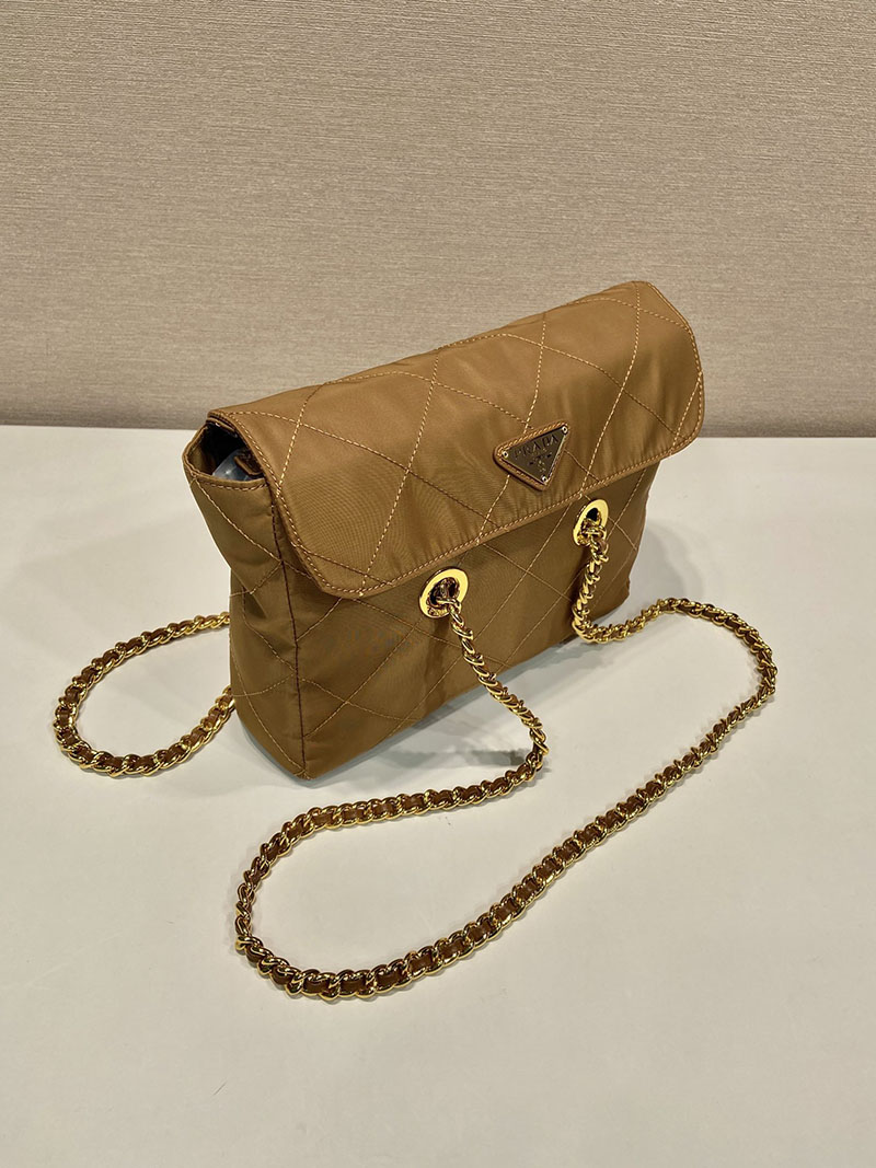 プラダ アウトレット PRADA 三角ロゴ テスート ナイロン キルティン チェーン ショルダー バッグ 1BD620 ブラウン H品 プラダ ナイロンバッグ アウトレット - 画像 (8)