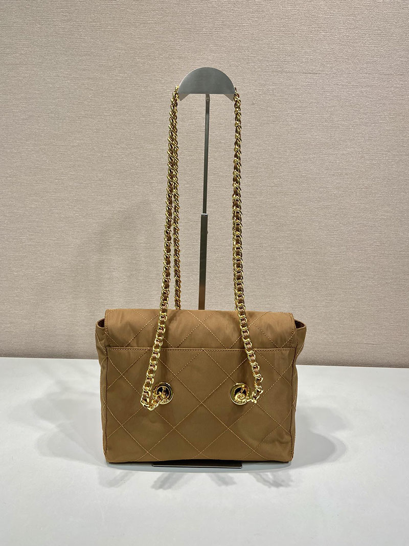 プラダ アウトレット PRADA 三角ロゴ テスート ナイロン キルティン チェーン ショルダー バッグ 1BD620 ブラウン H品 プラダ ナイロンバッグ アウトレット - 画像 (7)