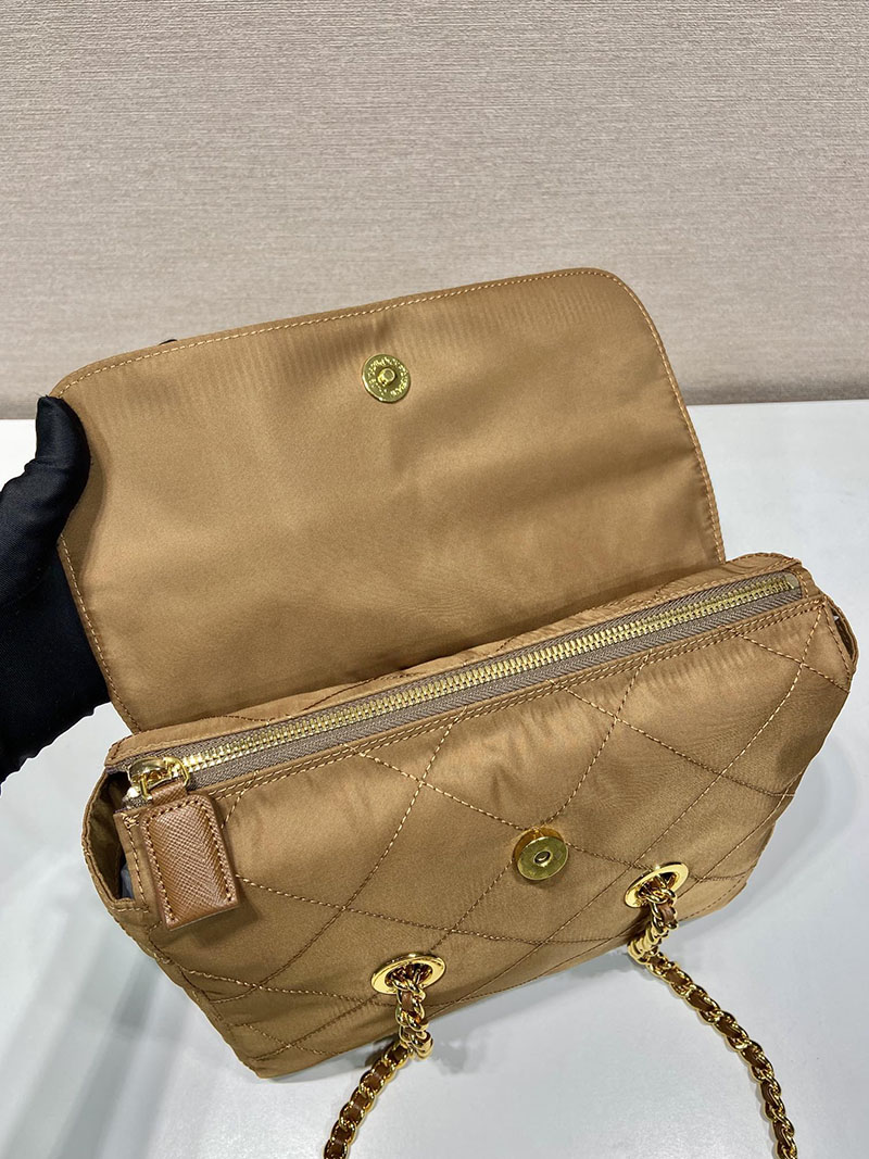 プラダ アウトレット PRADA 三角ロゴ テスート ナイロン キルティン チェーン ショルダー バッグ 1BD620 ブラウン H品 プラダ ナイロンバッグ アウトレット - 画像 (6)