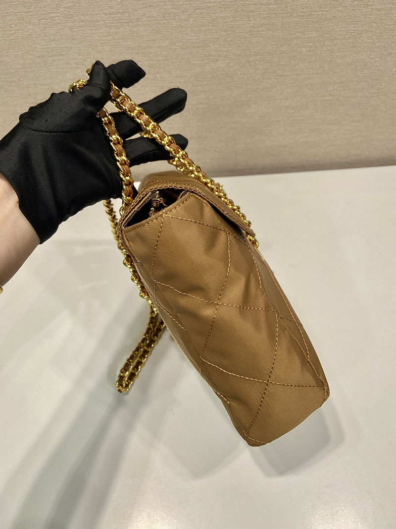 プラダ アウトレット PRADA 三角ロゴ テスート ナイロン キルティン チェーン ショルダー バッグ 1BD620 ブラウン H品 プラダ ナイロンバッグ アウトレット - 画像 (5)