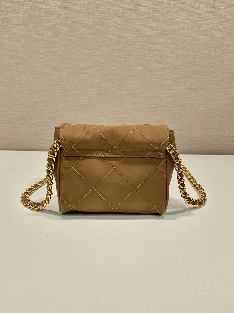 プラダ アウトレット PRADA ショルダーバッグ 三角ロゴ キルティング チェーンショルダー 1BD643 ブラウン H品 プラダ ナイロンバッグ アウトレット - 画像 (7)