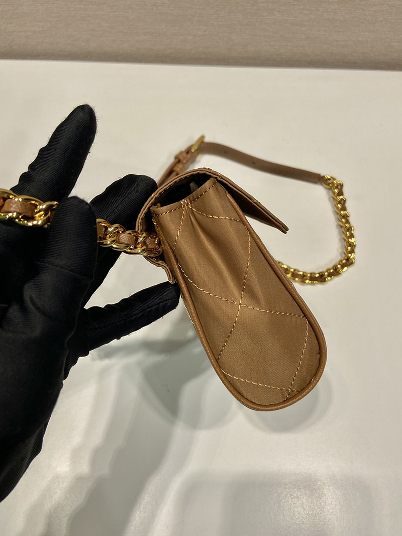 プラダ アウトレット PRADA ショルダーバッグ 三角ロゴ キルティング チェーンショルダー 1BD643 ブラウン H品 プラダ ナイロンバッグ アウトレット - 画像 (6)