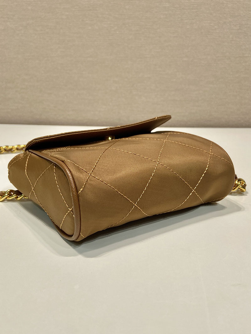 プラダ アウトレット PRADA ショルダーバッグ 三角ロゴ キルティング チェーンショルダー 1BD643 ブラウン H品 プラダ ナイロンバッグ アウトレット - 画像 (5)