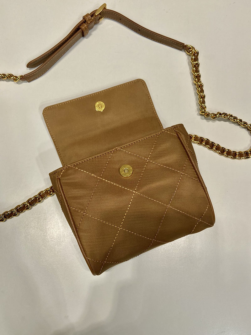 プラダ アウトレット PRADA ショルダーバッグ 三角ロゴ キルティング チェーンショルダー 1BD643 ブラウン H品 プラダ ナイロンバッグ アウトレット - 画像 (4)