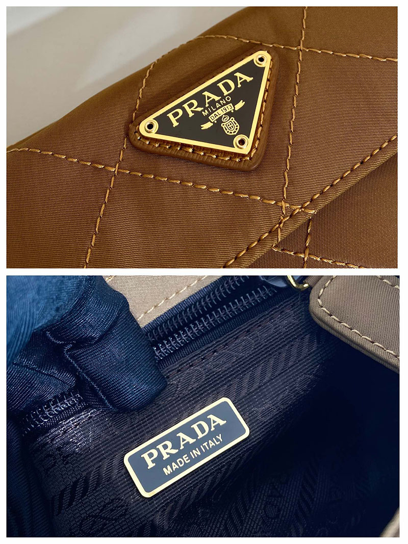 プラダ アウトレット PRADA ショルダーバッグ 三角ロゴ キルティング チェーンショルダー 1BD643 ブラウン H品 プラダ ナイロンバッグ アウトレット - 画像 (2)