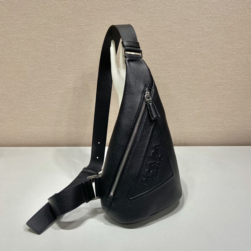 プラダ アウトレット PRADA トライアングルロゴデザインレザーメッセンジャーバッグ 2VZ098_2BBE_F0002_V_OLO ブラック H品 プラダ ワンショルダーバッグ メンズ - 画像 (9)
