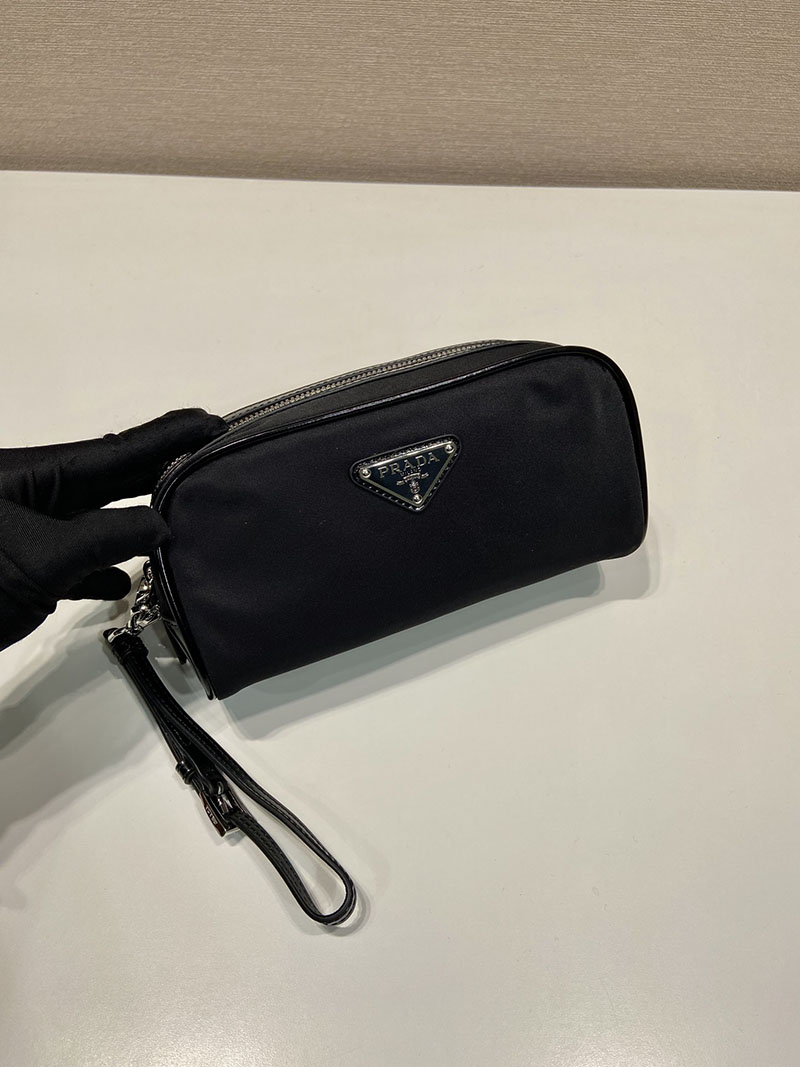 プラダ アウトレット PRADA サフィアーノレザー ポーチ レディース メンズ 2NE065 ブラック H品 プラダ ナイロンポーチ アウトレット - 画像 (9)