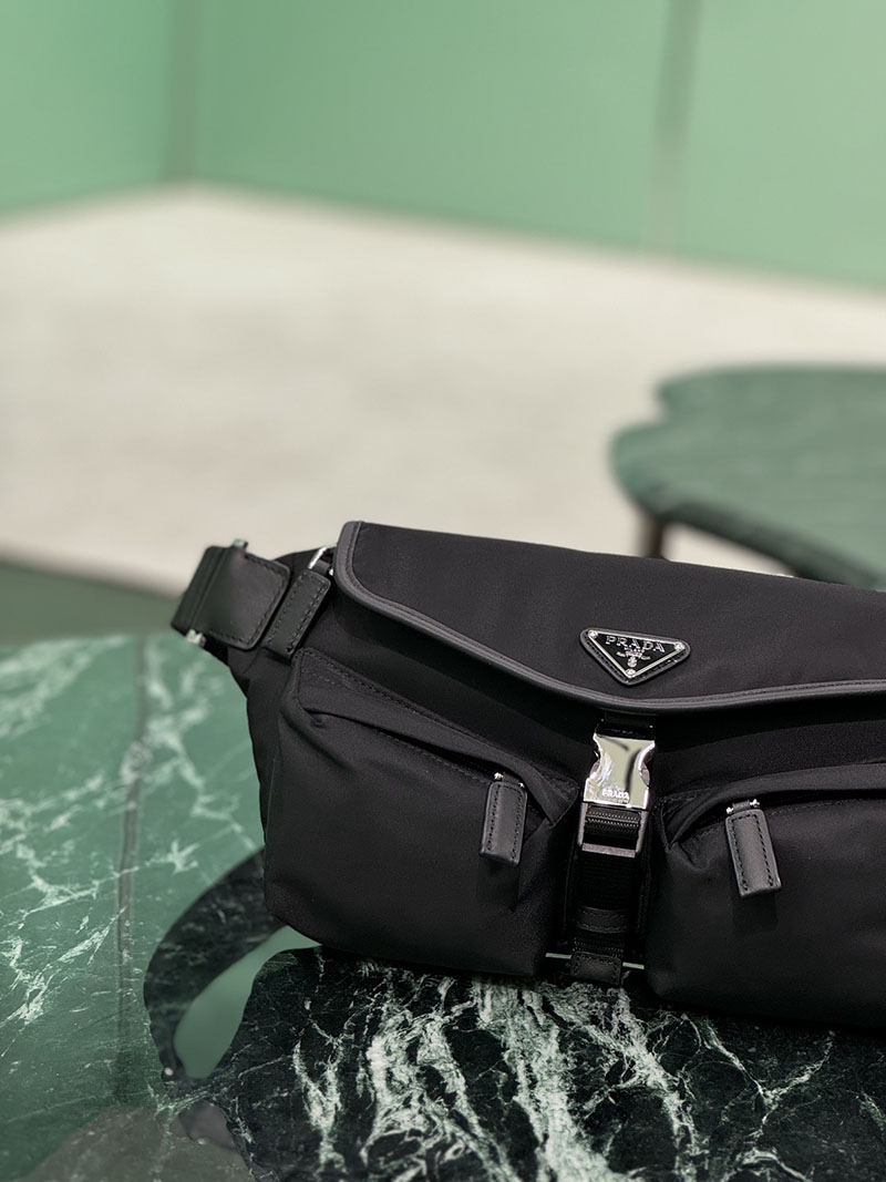 プラダ アウトレット PRADA Re-Nylon xレザー ショルダーバッグ 2VH174_2DW3_F0002_V_OOO ブラック H品 プラダ ウエストバッグ メンズ - 画像 (9)