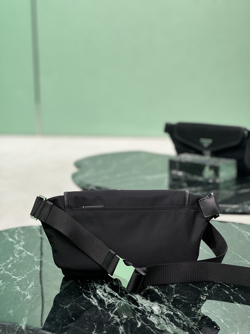 プラダ アウトレット PRADA Re-Nylon xレザー ショルダーバッグ 2VH174_2DW3_F0002_V_OOO ブラック H品 プラダ ウエストバッグ メンズ - 画像 (8)