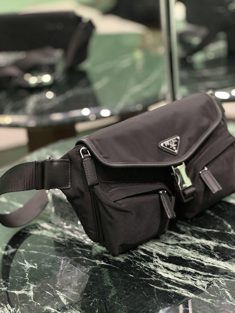 プラダ アウトレット PRADA Re-Nylon xレザー ショルダーバッグ 2VH174_2DW3_F0002_V_OOO ブラック H品 プラダ ウエストバッグ メンズ - 画像 (7)