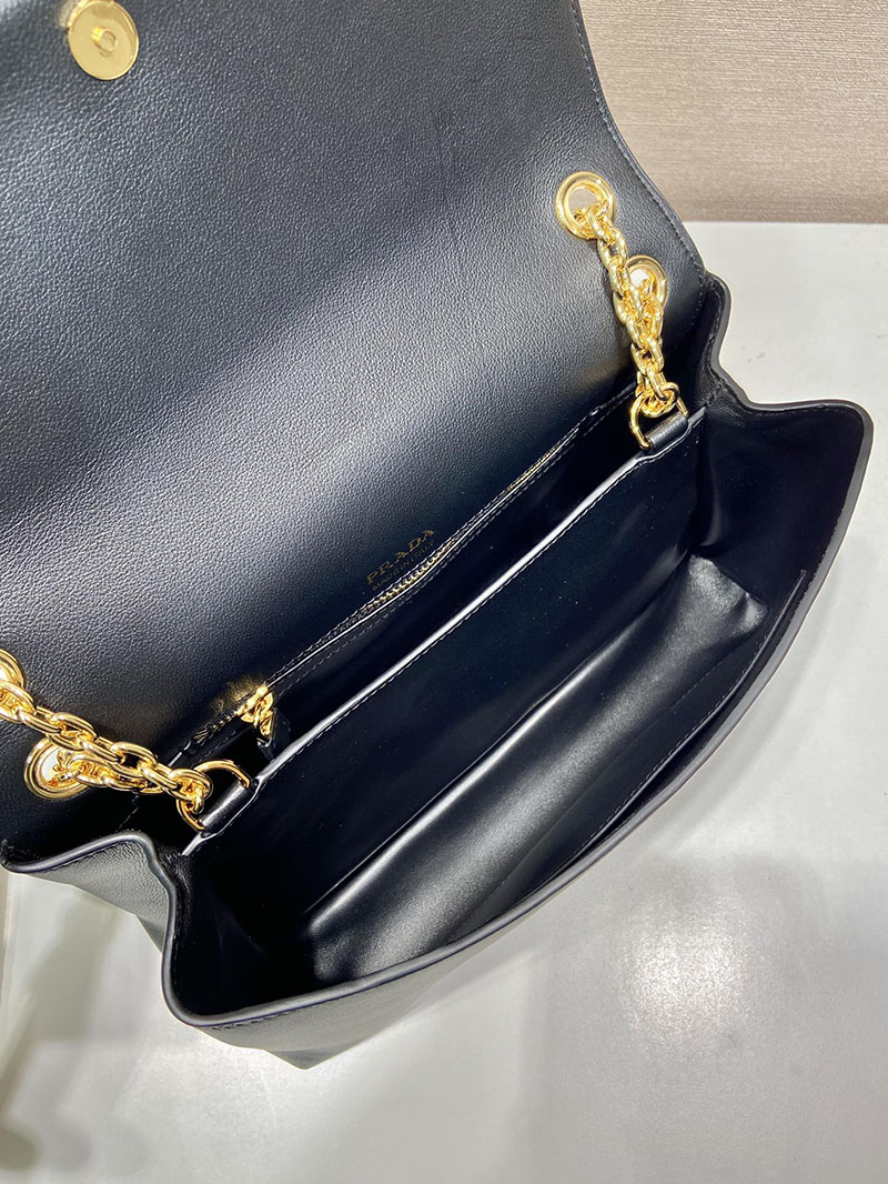プラダ アウトレット PRADA Medium leather shoulder bag バッグ・カバン 1BD371_2CYS_F0002_V_OOO ブラック H品 プラダ ハンドバッグ アウトレット - 画像 (3)