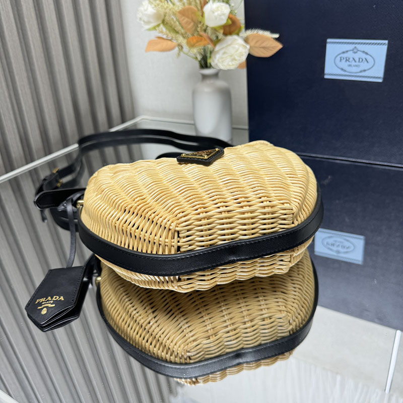 プラダ アウトレット PRADA アーケ ウィッカーxレザー バッグ 1BC202_2CYF_F0I55_V_OOO ナチュラル H品 プラダ リボンバッグ 新品 - 画像 (7)