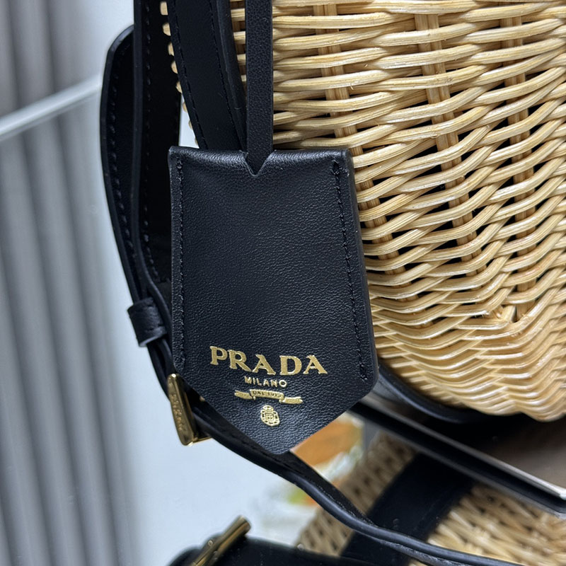 プラダ アウトレット PRADA アーケ ウィッカーxレザー バッグ 1BC202_2CYF_F0I55_V_OOO ナチュラル H品 プラダ リボンバッグ 新品 - 画像 (5)