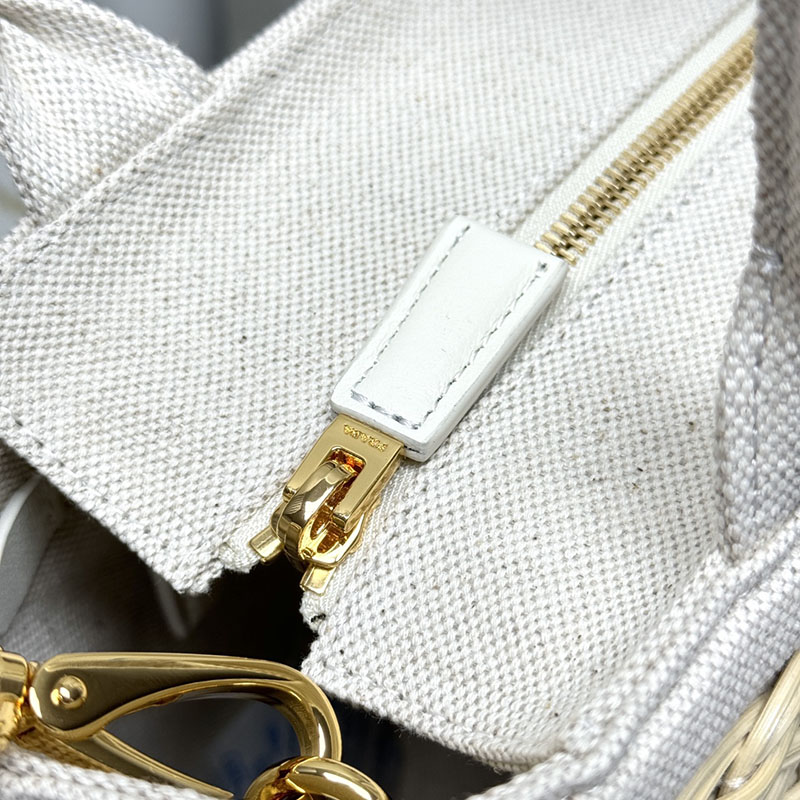 プラダ アウトレット PRADA Medium woven fabric and linen トートバッグ 1BG835_2CYG_F0009_V_7VO ホワイト H品 プラダ トートバッグ 人気 - 画像 (4)