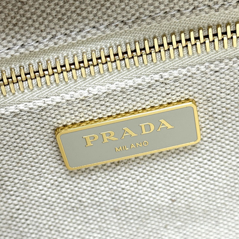 プラダ アウトレット PRADA Medium woven fabric and linen トートバッグ 1BG835_2CYG_F0009_V_7VO ホワイト H品 プラダ トートバッグ 人気 - 画像 (3)
