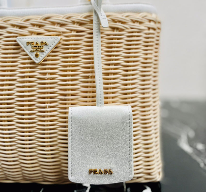 プラダ アウトレット PRADA ハンドバッグ ショルダーバッグ カナパ ウィッカー カゴバッグ 1BG835_2E28_F0I55 ベージュ H品 プラダ トート レディース 通勤 - 画像 (6)