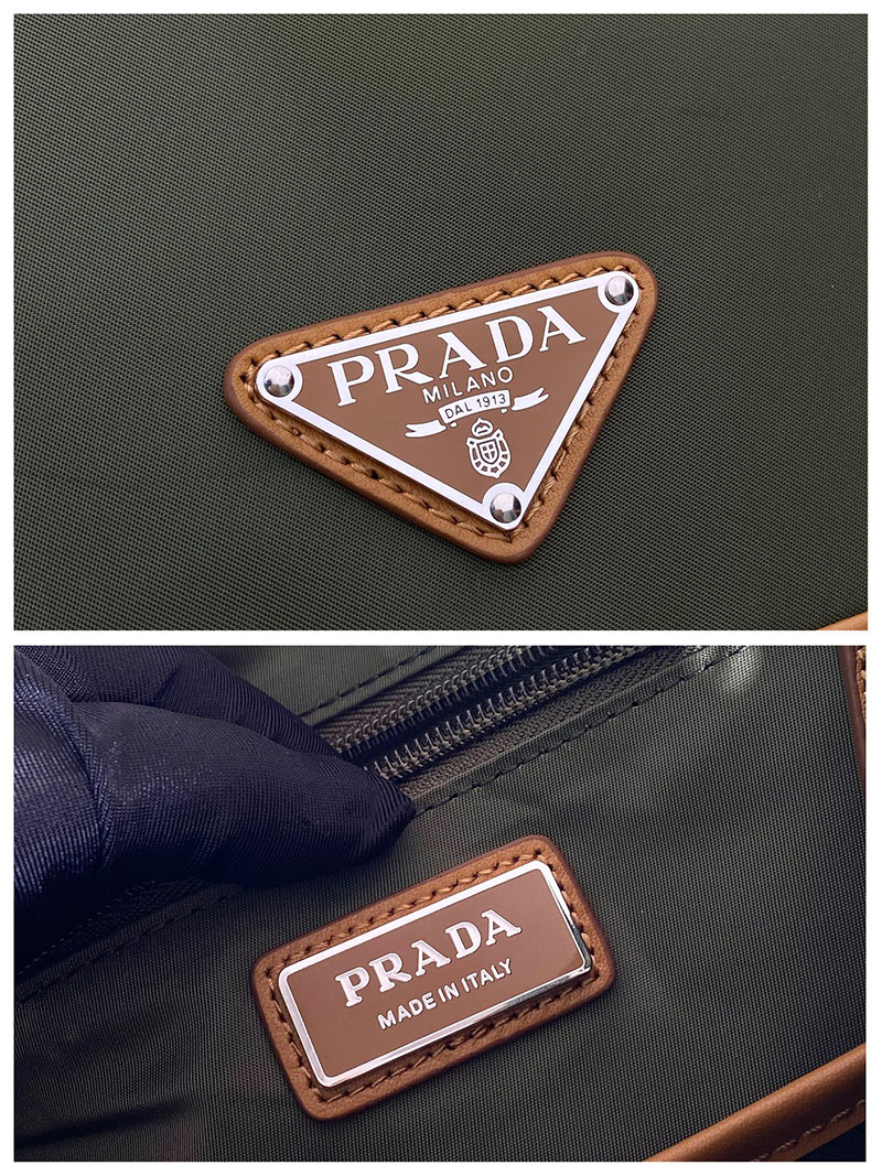 プラダ アウトレット PRADA Re-Nylon xサフィアーノレザー バックパック 2VH154_2DDJ_F0009 カーキ H品 プラダ バックパック ナイロン アウトレット 正規品 - 画像 (2)