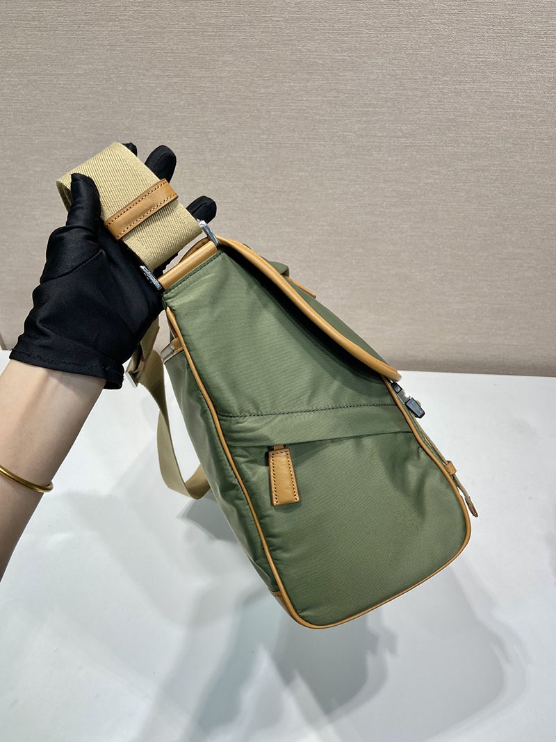 プラダ アウトレット PRADA ラージRe-Nylonレザーショルダーバッグ 2VD052_384_FO3UQ_V_OBF カーキ H品 プラダ ナイロンバッグ 人気 - 画像 (6)