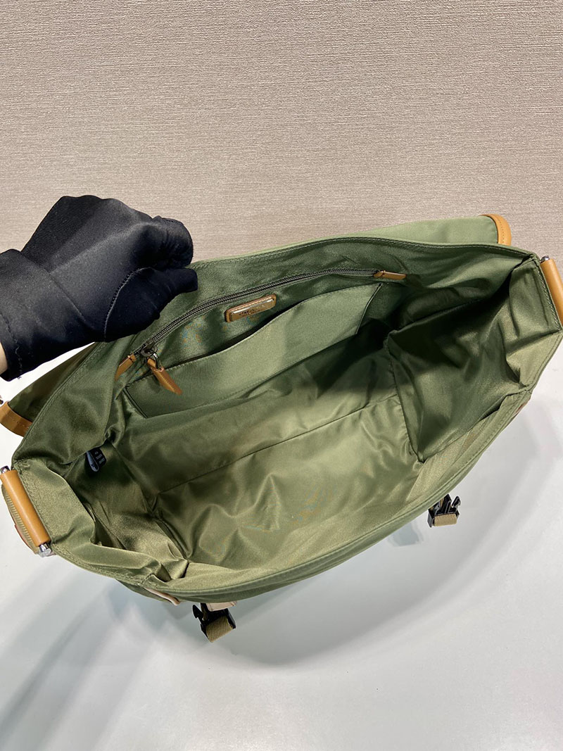 プラダ アウトレット PRADA ラージRe-Nylonレザーショルダーバッグ 2VD052_384_FO3UQ_V_OBF カーキ H品 プラダ ナイロンバッグ 人気 - 画像 (3)