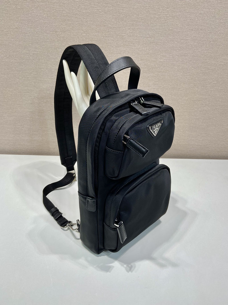 プラダ アウトレット PRADA Re-Nylon xサフィアーノレザー バックパック 2VZ105_2DMG_F0002_V_OOO ブラック H品 プラダ ナイロンリュック アウトレット - 画像 (8)