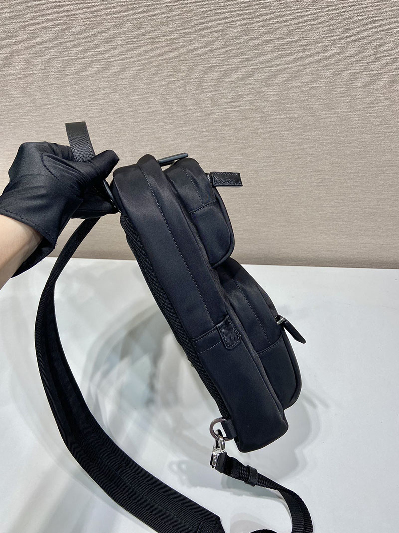 プラダ アウトレット PRADA Re-Nylon xサフィアーノレザー バックパック 2VZ105_2DMG_F0002_V_OOO ブラック H品 プラダ ナイロンリュック アウトレット - 画像 (6)