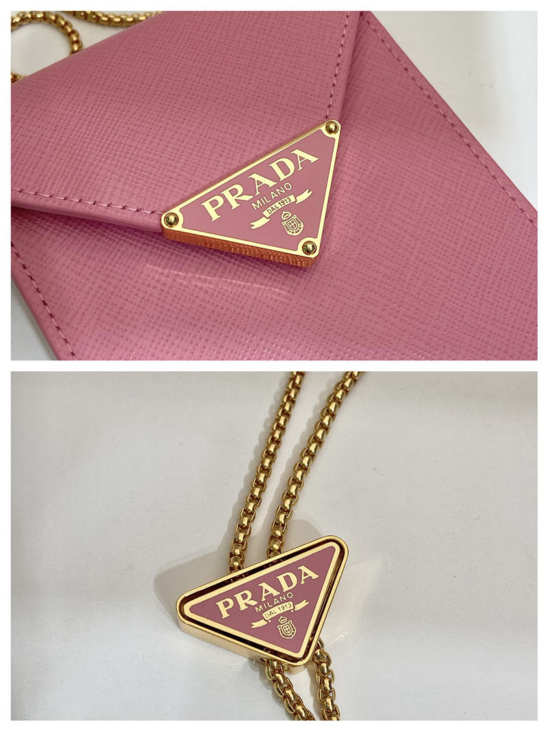 プラダ アウトレット PRADA サフィアーノレザー ミニバッグ チェーンストラップ 1BP050_NZV_F0442_V_5TO ピンク H品 プラダ スマホショルダー レザー - 画像 (2)