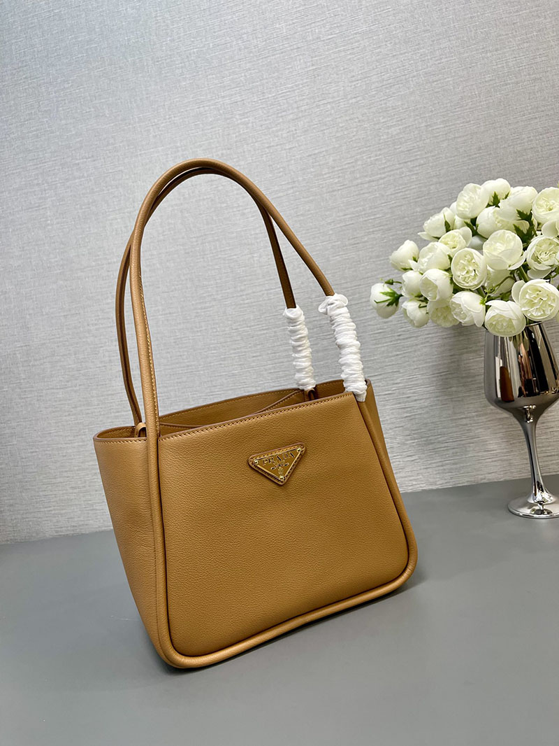 プラダ アウトレット PRADA トライアングルロゴ ソフトグレインレザー ミニ トートバッグ 1BG539_2CYS_F03OE_V_OVO キャメル H品 プラダ トート レディース 通勤 - 画像 (8)