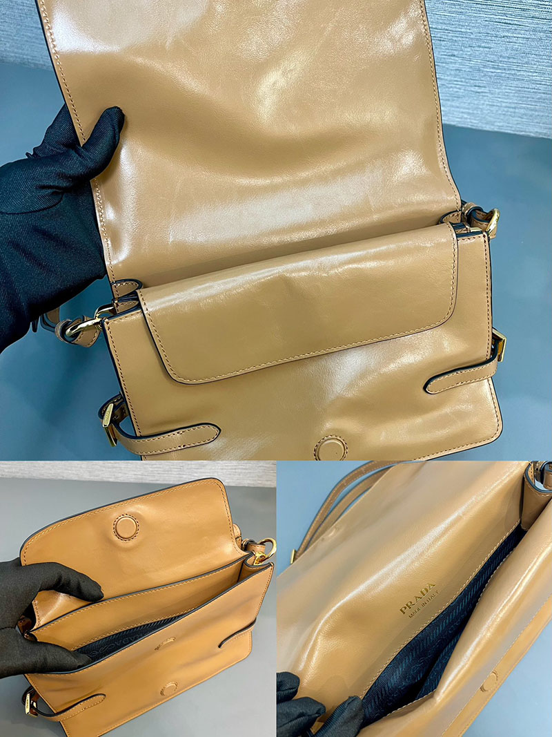 プラダ アウトレット PRADA ソフトルックスレザー ショルダーバッグ 1BD082_2CYR_F03OE_V_DVJ キャメル H品 プラダ サフィアーノ 二つ折りバッグ - 画像 (2)