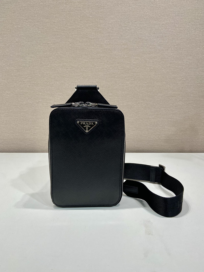 プラダ アウトレット PRADA ブリック サフィアーノレザー バッグ 2VZ106_9Z2_F0002_V_OOO ブラック H品 プラダ バムバッグ メンズ 仕事用 - 画像 (9)