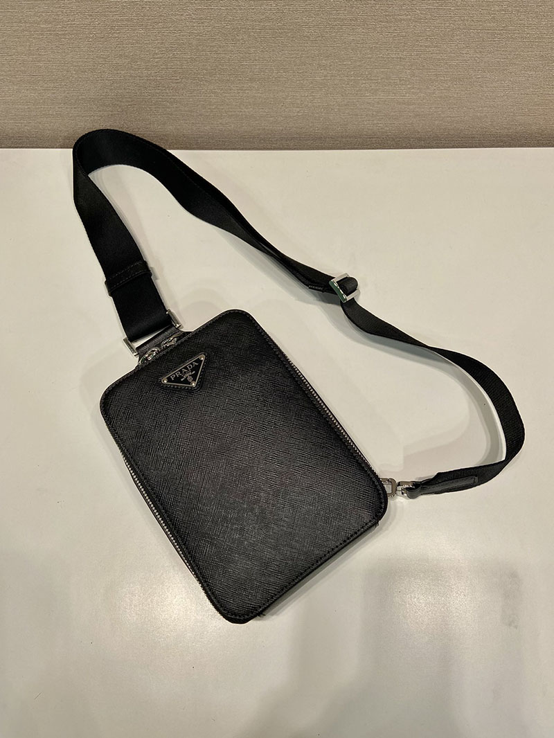 プラダ アウトレット PRADA ブリック サフィアーノレザー バッグ 2VZ106_9Z2_F0002_V_OOO ブラック H品 プラダ バムバッグ メンズ 仕事用 - 画像 (8)